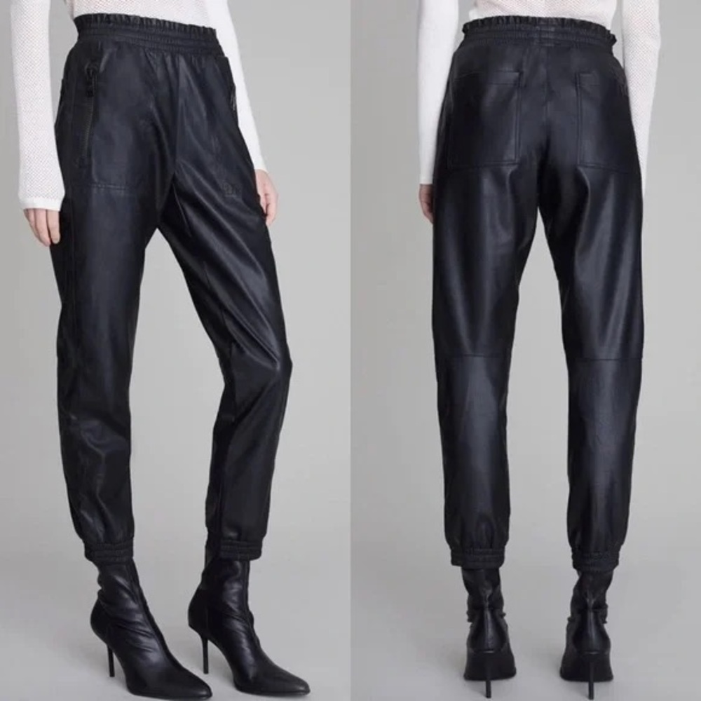 Alp N Rock Black Faux Leather Joggers